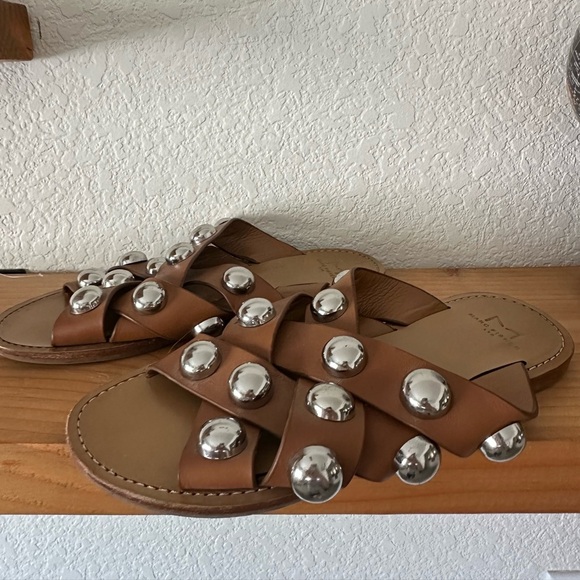 Marc Fisher Ltd Women's Raidan Stud Leather Sandals - Brown - Size 7 - Picture 3 of 5